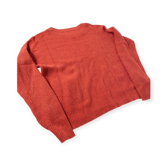 Madewell Orange Ribbed Sweater With Patch Pockets SZ S - Picture 6 of 7